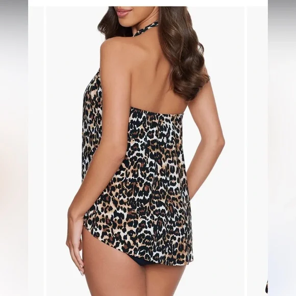 MAGICSUIT Sophie Leopard Tankini bathing suit top Black/brown NWT - Picture 5 of 11